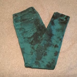 American Eagle Green Tie Dye Skinnys